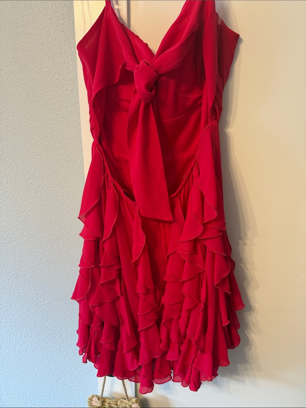 Hot Pink Ruffled Spaghetti-Strap Dress - Picture 4 of 8